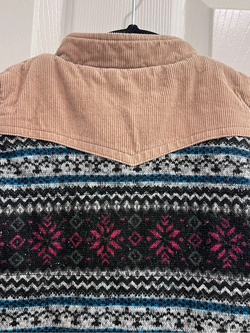 Kids Knit and Corduroy Vest Nordic Cottagecore Winterwear Whimsical Size 6/7